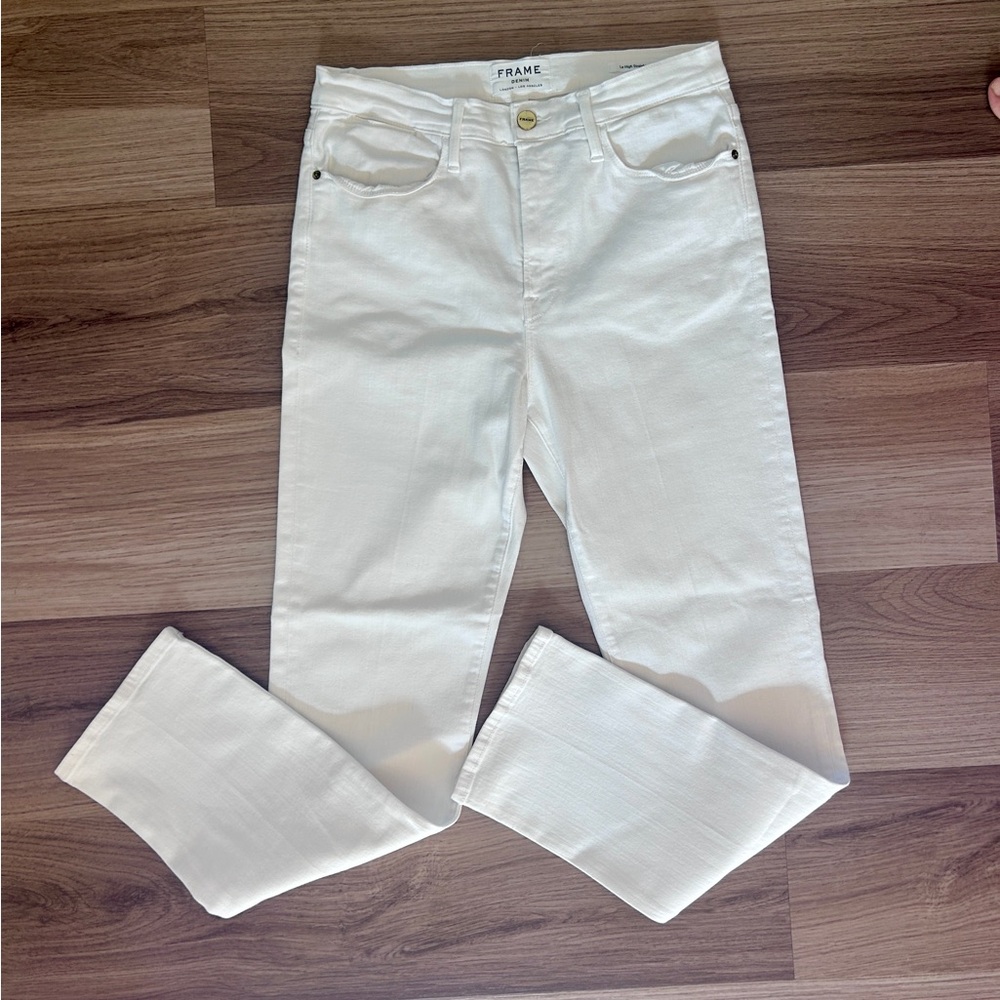 Frame Le High Straight Jeans White Size 30